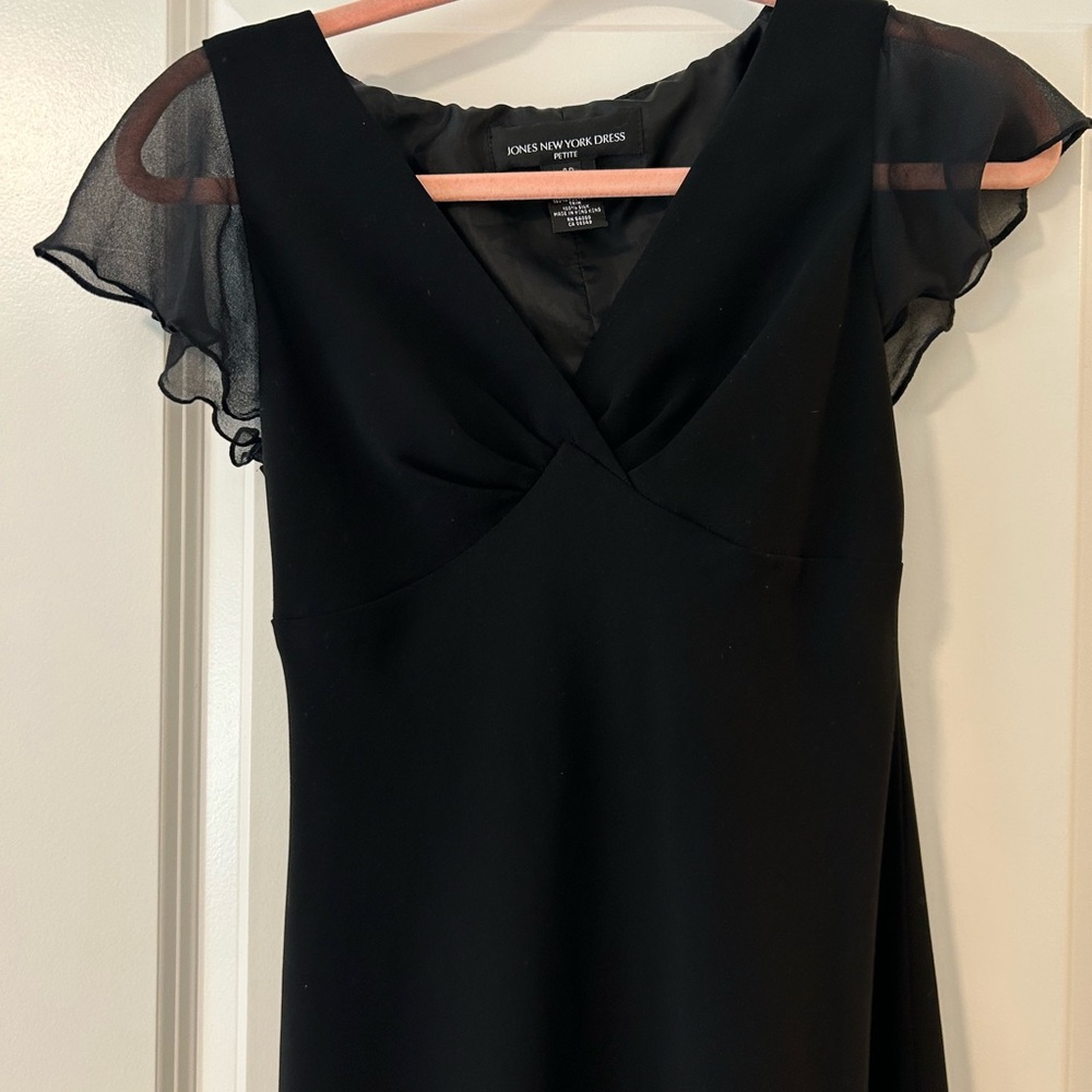 Vintage Silk flutter sleeve black gown